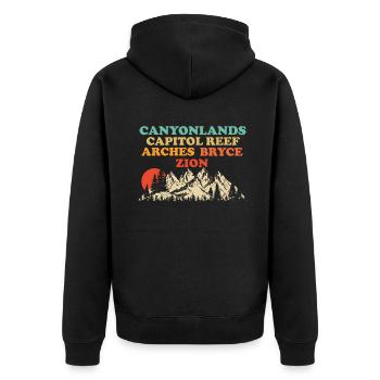 Explorez les montagnes des parcs nationaux de l’Utah - Veste à capuche bio Premium Unisexe - noir - Dos - Nico (187cm)