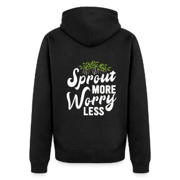 Urban Gardener Männer Frauen Microgreens - Unisex Premium Bio Zip Hoodie - Schwarz - Hinten - Nico (187cm)