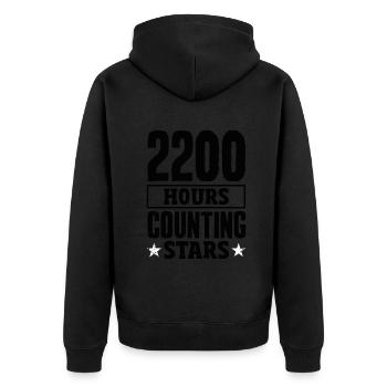 Embrace the Mission Military Time Adventure Call - Unisex Premium Bio Zip Hoodie - Schwarz - Hinten - Nico (187cm)
