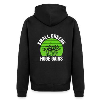 Urban Gardener Männer Frauen Microgreens - Unisex Premium Bio Zip Hoodie - Schwarz - Hinten - Nico (187cm)
