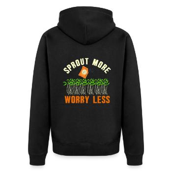 Urban Gardener Männer Frauen Microgreens - Unisex Premium Bio Zip Hoodie - Schwarz - Hinten - Nico (187cm)