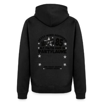 85th Birthday Man and Woman Guestbook - Unisex Premium Organic Zip Hoodie - black - Back - Nico (187cm)
