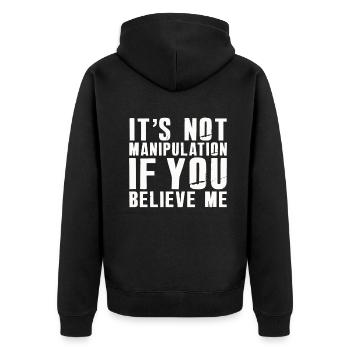 Pas de manipulation si vous croyez - Veste à capuche bio Premium Unisexe - noir - Dos - Nico (187cm)