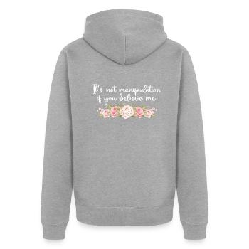 Not Manipulation If You Believe - Unisex Premium Organic Zip Hoodie - heather grey - Back - Nico (187cm)