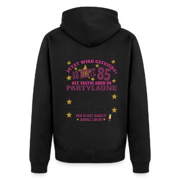85th Birthday Man and Woman Guestbook - Unisex Premium Organic Zip Hoodie - black - Back - Nico (187cm)