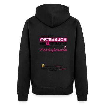 85th Birthday Man and Woman Guestbook - Unisex Premium Organic Zip Hoodie - black - Back - Nico (187cm)