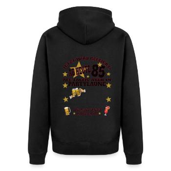85th Birthday Man and Woman Guestbook - Unisex Premium Organic Zip Hoodie - black - Back - Nico (187cm)
