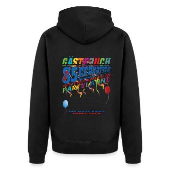 85th Birthday Man and Woman Guestbook - Unisex Premium Organic Zip Hoodie - black - Back - Nico (187cm)
