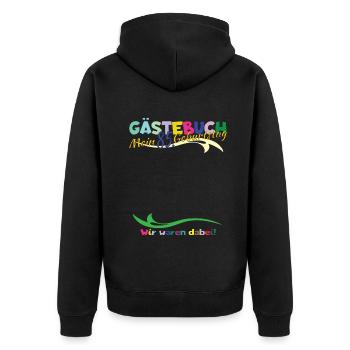 85th Birthday Man and Woman Guestbook - Unisex Premium Organic Zip Hoodie - black - Back - Nico (187cm)