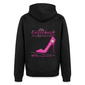 85th Birthday Man and Woman Guestbook - Unisex Premium Organic Zip Hoodie - black - Back - Nico (187cm)