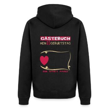 85th Birthday Man and Woman Guestbook - Unisex Premium Organic Zip Hoodie - black - Back - Nico (187cm)