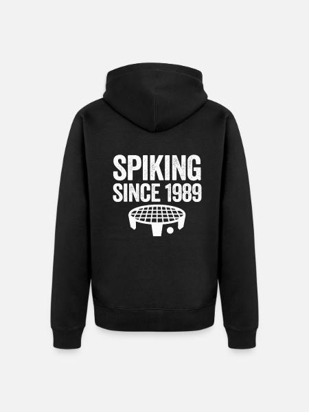 Spiking Since 1989 Spikeball Roundnet - Unisex Premium Organic Zip Hoodie - black