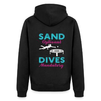 Spike Ball Roundnet Strandspiel - Unisex Premium Bio Zip Hoodie - Schwarz - Hinten - Nico (187cm)