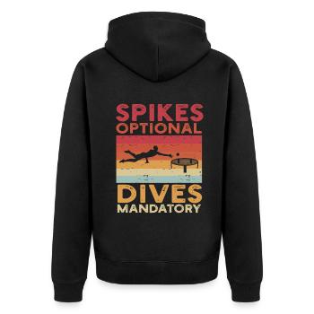 Spike Ball Roundnet Strandspiel - Unisex Premium Bio Zip Hoodie - Schwarz - Hinten - Nico (187cm)