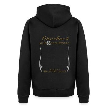 85th Birthday Man and Woman Guestbook - Unisex Premium Organic Zip Hoodie - black - Back - Nico (187cm)