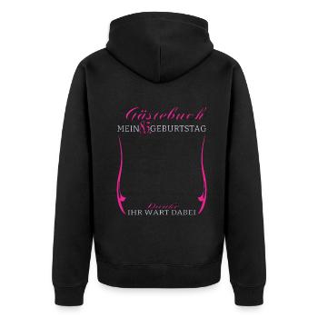 85th Birthday Man and Woman Guestbook - Unisex Premium Organic Zip Hoodie - black - Back - Nico (187cm)