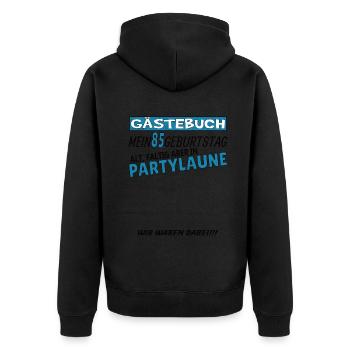 85th Birthday Man and Woman Guestbook - Unisex Premium Organic Zip Hoodie - black - Back - Nico (187cm)
