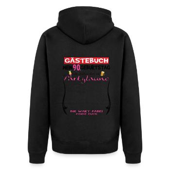 Livre d’or homme et femme 90e anniversaire - Veste à capuche bio Premium Unisexe - noir - Dos - Nico (187cm)