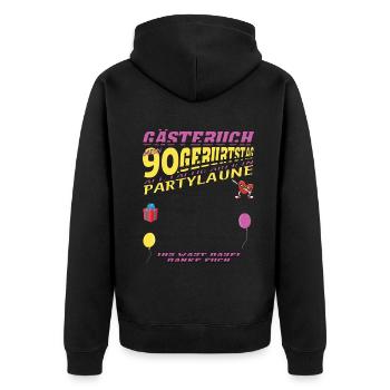 Livre d’or homme et femme 90e anniversaire - Veste à capuche bio Premium Unisexe - noir - Dos - Nico (187cm)