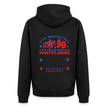 Livre d’or homme et femme 90e anniversaire - Veste à capuche bio Premium Unisexe - noir - Dos - Nico (187cm)