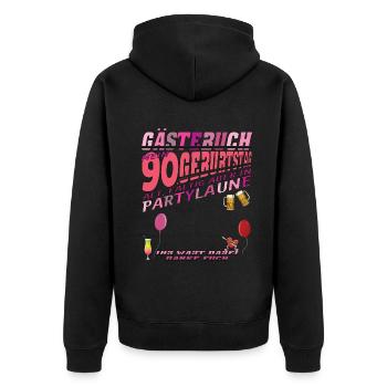 Livre d’or homme et femme 90e anniversaire - Veste à capuche bio Premium Unisexe - noir - Dos - Nico (187cm)