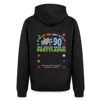 Livre d’or homme et femme 90e anniversaire - Veste à capuche bio Premium Unisexe - noir - Dos - Nico (187cm)