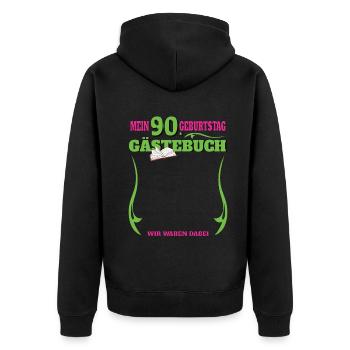 Livre d’or homme et femme 90e anniversaire - Veste à capuche bio Premium Unisexe - noir - Dos - Nico (187cm)