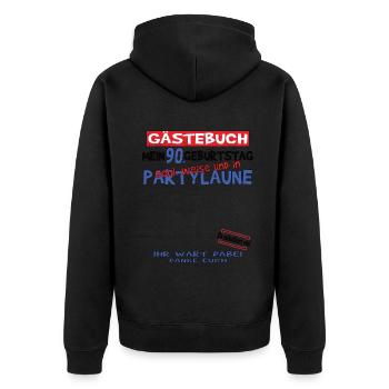 Livre d’or homme et femme 90e anniversaire - Veste à capuche bio Premium Unisexe - noir - Dos - Nico (187cm)