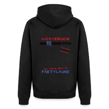 Livre d’or homme et femme 90e anniversaire - Veste à capuche bio Premium Unisexe - noir - Dos - Nico (187cm)