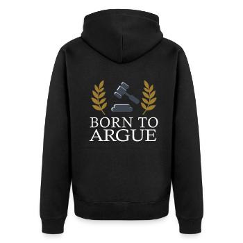 Born To Argue Judge Advocate Attorney - Unisex Premium Organic Zip Hoodie - black - Back - Nico (187cm)