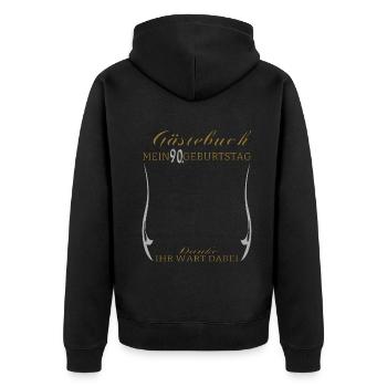 Livre d’or homme et femme 90e anniversaire - Veste à capuche bio Premium Unisexe - noir - Dos - Nico (187cm)
