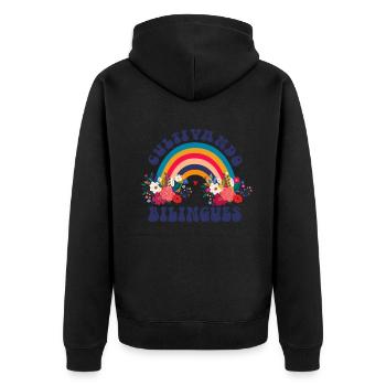 Cultivando Bilingües Spanischlehrer - Unisex Premium Bio Zip Hoodie - Schwarz - Hinten - Nico (187cm)