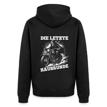 Skeleton Biker The Last House Lap Motorcycle Fan - Unisex Premium Organic Zip Hoodie - black - Back - Nico (187cm)