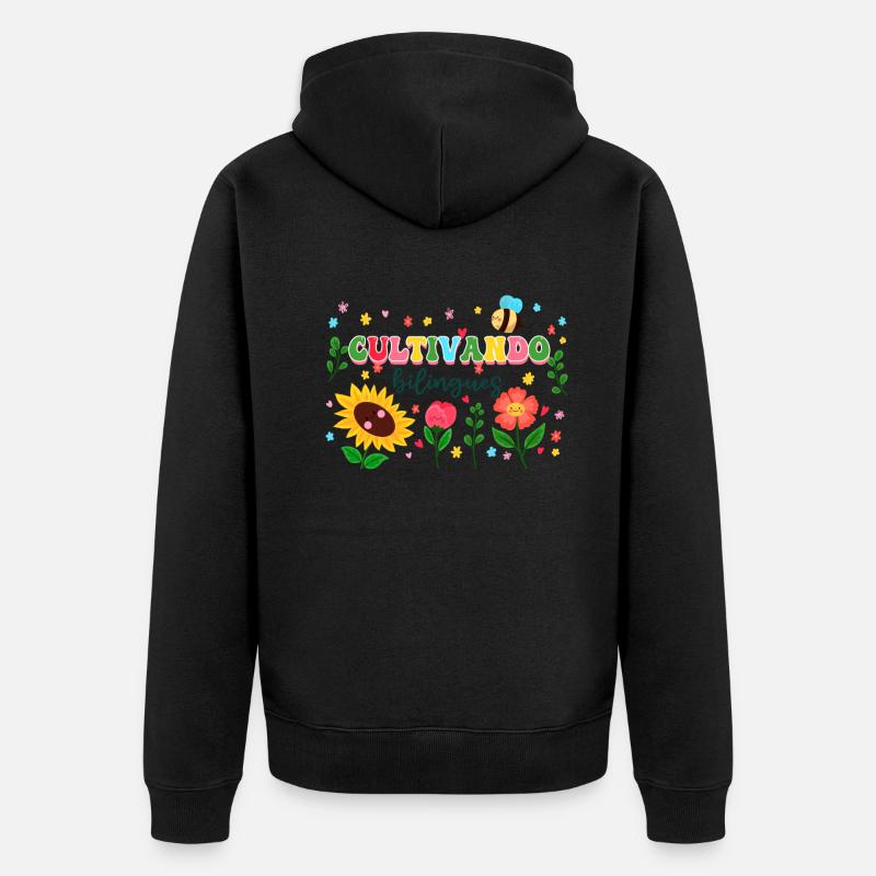 Cultivando Bilingües Spanischlehrer - Unisex Premium Bio Zip Hoodie - Schwarz