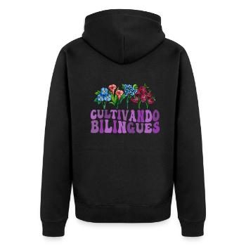 Cultivando Bilingües Spanish Teacher - Unisex Premium Organic Zip Hoodie - black - Back - Nico (187cm)