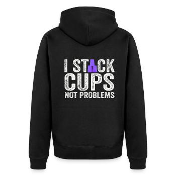 Sport Stacking Stacks Stacked Speed Cup - Unisex Premium Bio Zip Hoodie - Schwarz - Hinten - Nico (187cm)