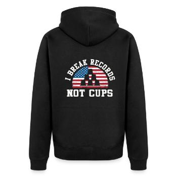 Sport Stacking Stacks Stacked Speed Cup - Unisex Premium Bio Zip Hoodie - Schwarz - Hinten - Nico (187cm)