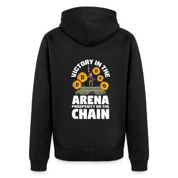 Cryptocurrency Rewards Gaming Blockchain Gamer - Unisex Premium Bio Zip Hoodie - Schwarz - Hinten - Nico (187cm)