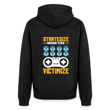 Cryptocurrency Rewards Gaming Blockchain Gamer - Unisex Premium Bio Zip Hoodie - Schwarz - Hinten - Nico (187cm)