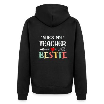 Professeur Bestie assorti T-shirts d’école pour - Veste à capuche bio Premium Unisexe - noir - Dos - Nico (187cm)