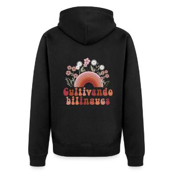 Cultivando Bilingües Spanischlehrer - Unisex Premium Bio Zip Hoodie - Schwarz - Hinten - Nico (187cm)