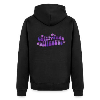 Cultivando Bilingües Spanischlehrer - Unisex Premium Bio Zip Hoodie - Schwarz - Hinten - Nico (187cm)
