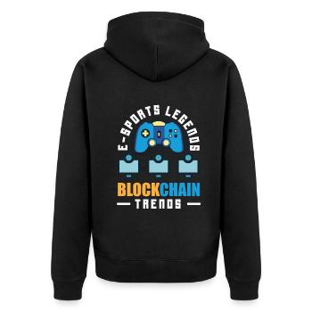 Cryptocurrency Rewards Gaming Blockchain Gamer - Unisex Premium Bio Zip Hoodie - Schwarz - Hinten - Nico (187cm)