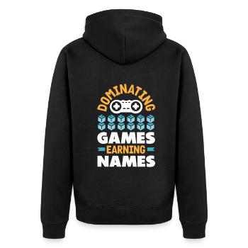 Cryptocurrency Rewards Gaming Blockchain Gamer - Unisex Premium Bio Zip Hoodie - Schwarz - Hinten - Nico (187cm)