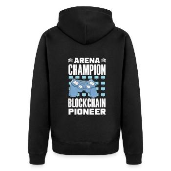 Cryptocurrency Rewards Gaming Blockchain Gamer - Unisex Premium Bio Zip Hoodie - Schwarz - Hinten - Nico (187cm)
