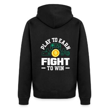 Cryptocurrency Rewards Gaming Blockchain Gamer - Unisex Premium Bio Zip Hoodie - Schwarz - Hinten - Nico (187cm)