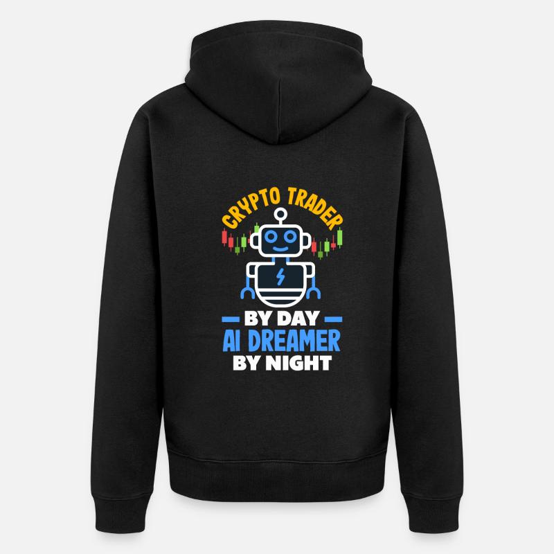 Cryptocurrency AI & Crypto Enthusiast Blockchain - Unisex Premium Bio Zip Hoodie - Schwarz