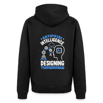 Cryptocurrency AI & Crypto Enthusiast Blockchain - Unisex Premium Organic Zip Hoodie - black - Back - Nico (187cm)
