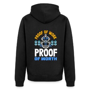 Cryptocurrency AI & Crypto Enthusiast Blockchain - Unisex Premium Organic Zip Hoodie - black - Back - Nico (187cm)