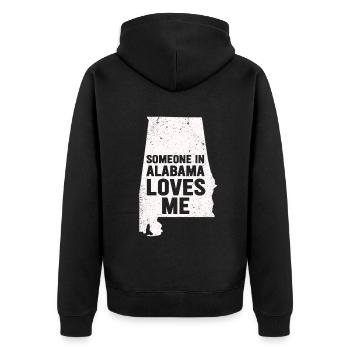 Quelqu’un en Alabama m’aime - Veste à capuche bio Premium Unisexe - noir - Dos - Nico (187cm)